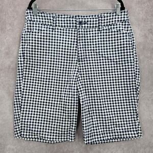 St Johns Bay Blue Plaid Stripe Chino Bermuda Preppy‎ Pants Shorts Cotton 14
